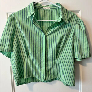 Tea and Cup Los Angeles Boxy Puff Sleeve Button Up Size Large